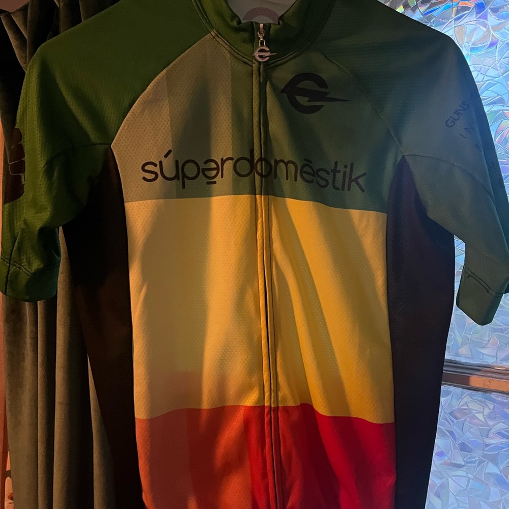 Green yellow red endo customs cycling jersey
